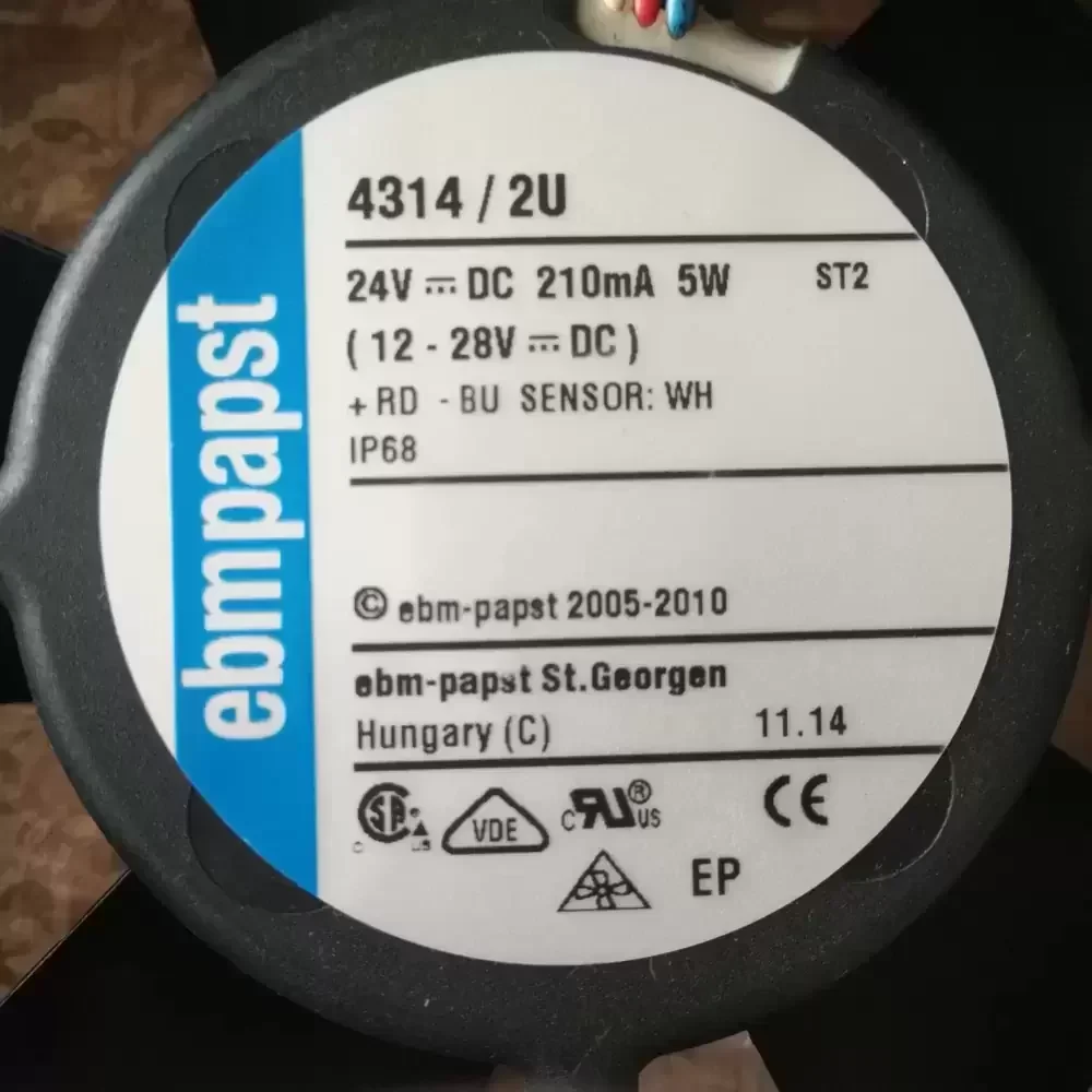 4314/2U ebm-papst 24VDC 119x119x32mm IP68 Axial Fan