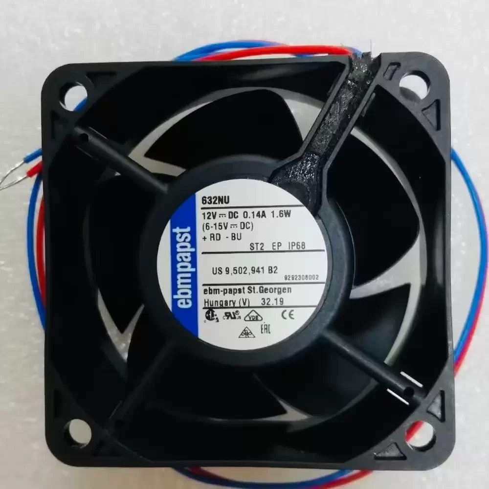 632NU ebm-papst 12VDC 60x60x25mm IP68 DC Axial Fan