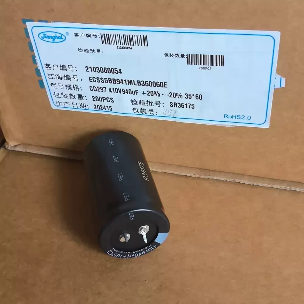 CD297 Jianghai 410V 940uF 35x60mm Electrolytic Capacitor CD297 Jianghai 410V 940uF 35x60mm Electrolytic Capacitor