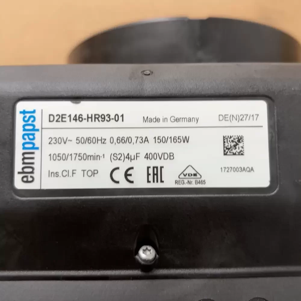 D2E146-HR93-01 ebmpapst 230VAC 146mm Centrifugal Blower D2E146-HR93-01 ebmpapst 230VAC 146mm Centrifugal Blower