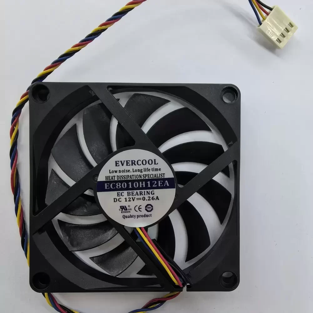 EC8010H12EA EVERCOOL 12VDC 80x80x10mm 4-Wire Axial Fan