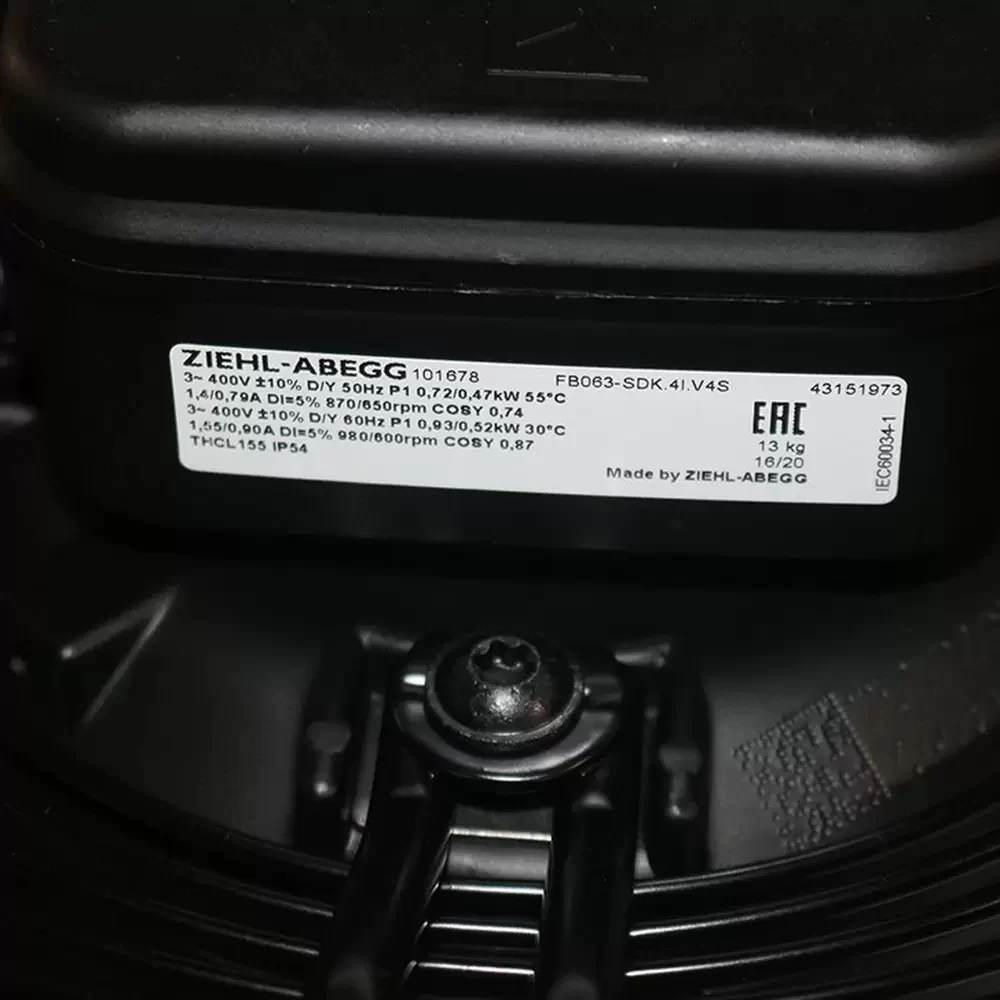 FB063-SDK.4I.V4S Ziehl-Abegg 400VAC 630mm Axial Fan