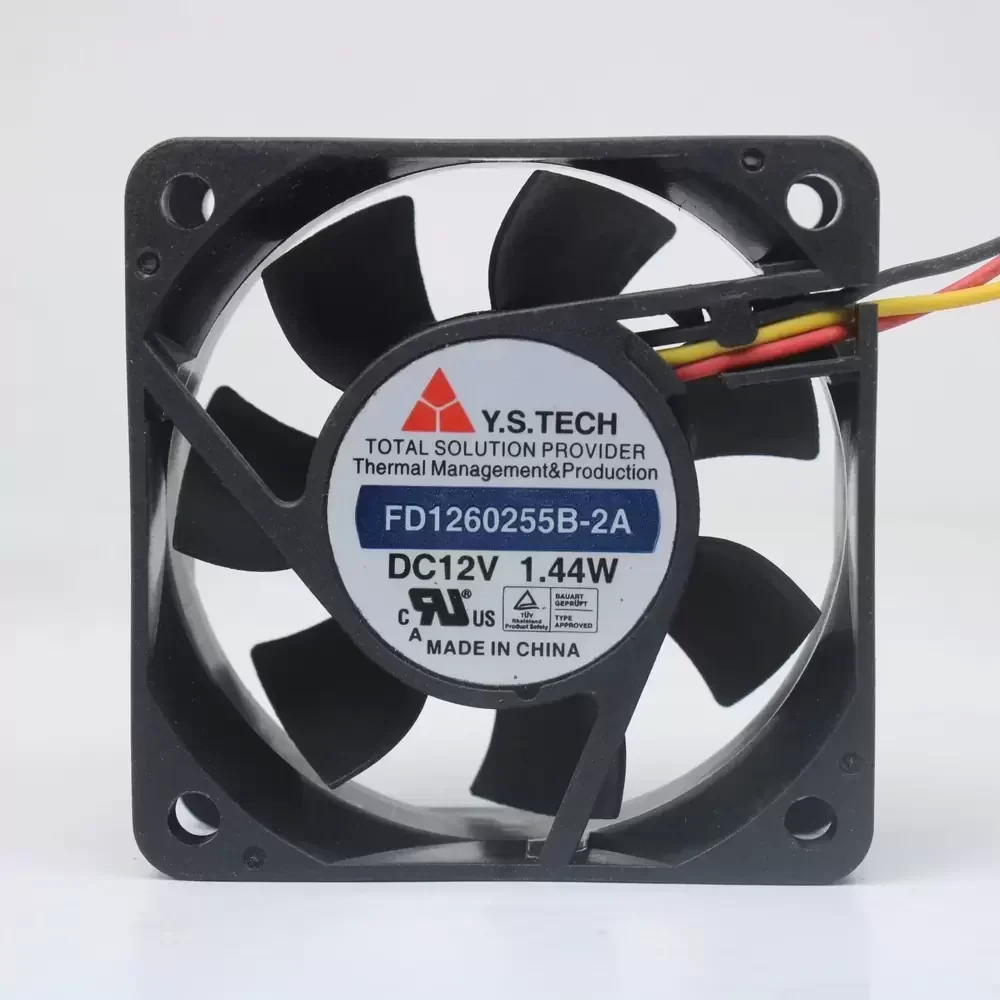FD1260255B-2A Y.S.TECH 12VDC 60x60x25mm 3-Wire Axial Fan