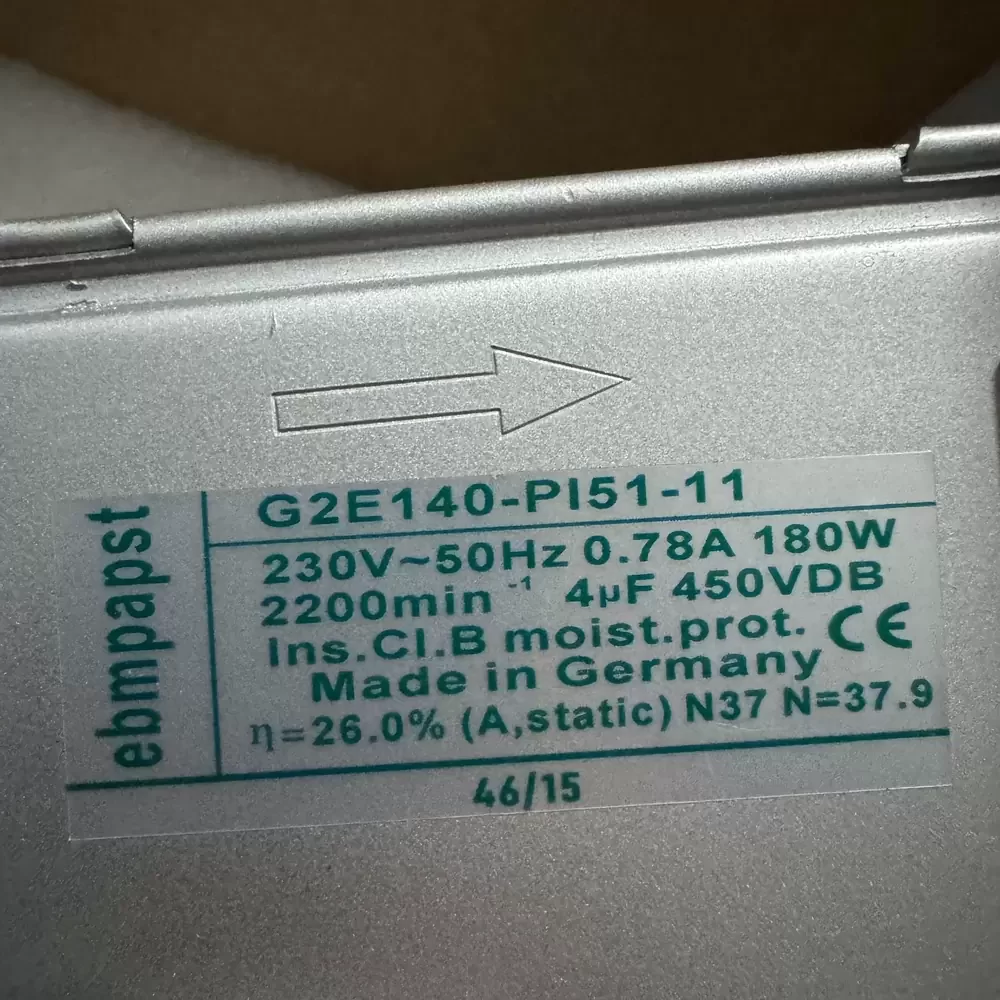 G2E140-PI51-11 ebmpapst 230VAC 140mm Centrifugal Blower G2E140-PI51-11 ebmpapst 230VAC 140mm Centrifugal Blower