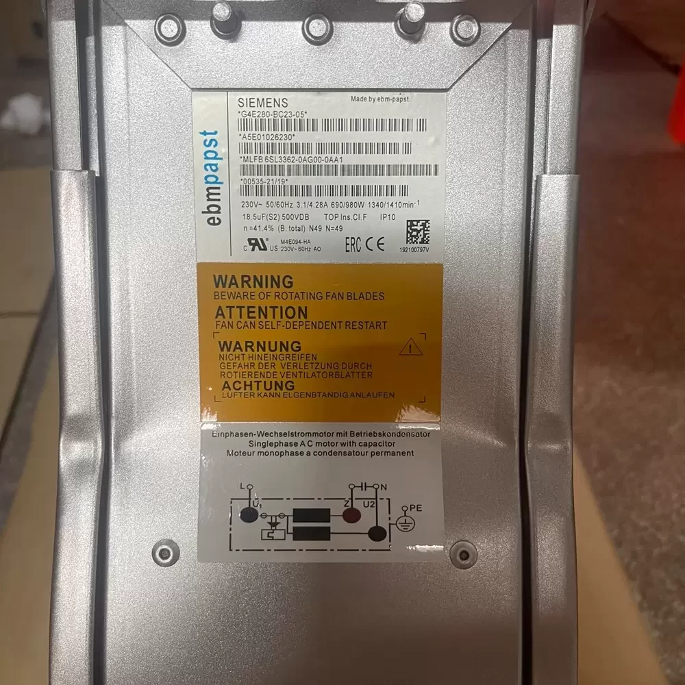 G4E280-BC23-05 Siemens 230VAC 280mm Centrifugal Fan