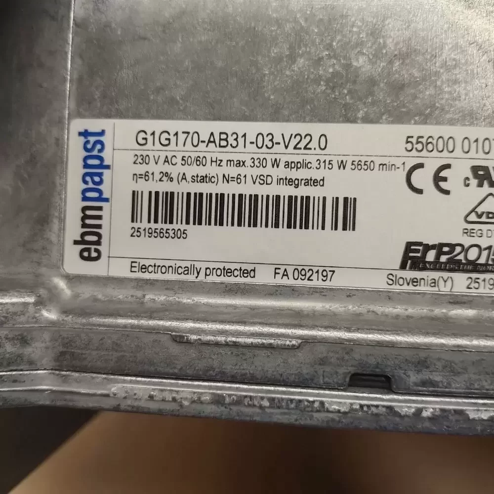 M1G074-CF31-53 ebmpapst 24VDC 190mm EC Centrifugal Fan M1G074-CF31-53 ebmpapst 24VDC 190mm EC Centrifugal Fan
