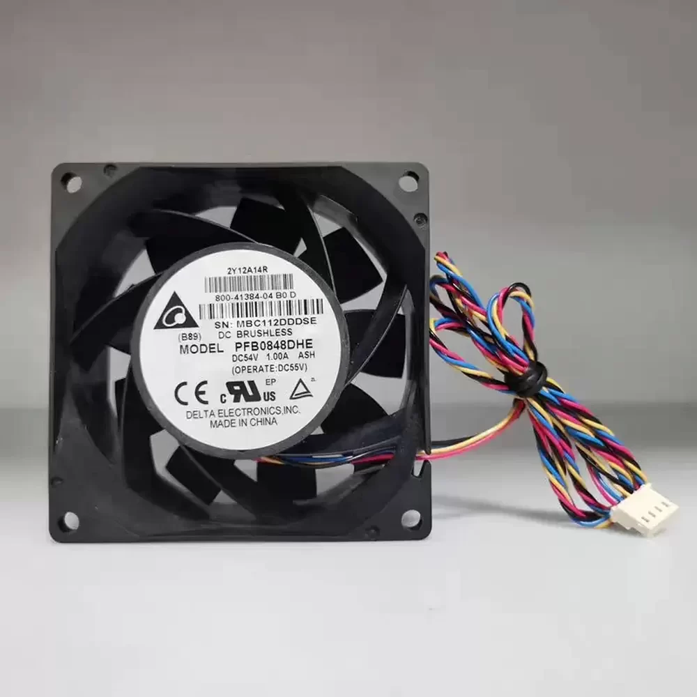 PFB0848DHE-ASH Delta 54VDC 80x80x38mm Server Cooling Axial Fan PFB0848DHE-ASH Delta 54VDC 80x80x38mm Server Cooling Axial Fan