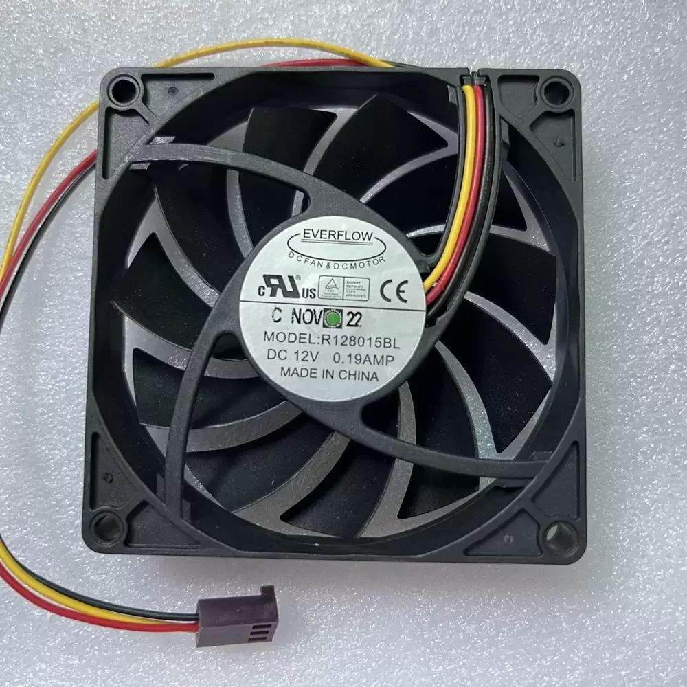 R128015RL Everflow 12VDC 80x80x15mm 3-Wire Axial Fan