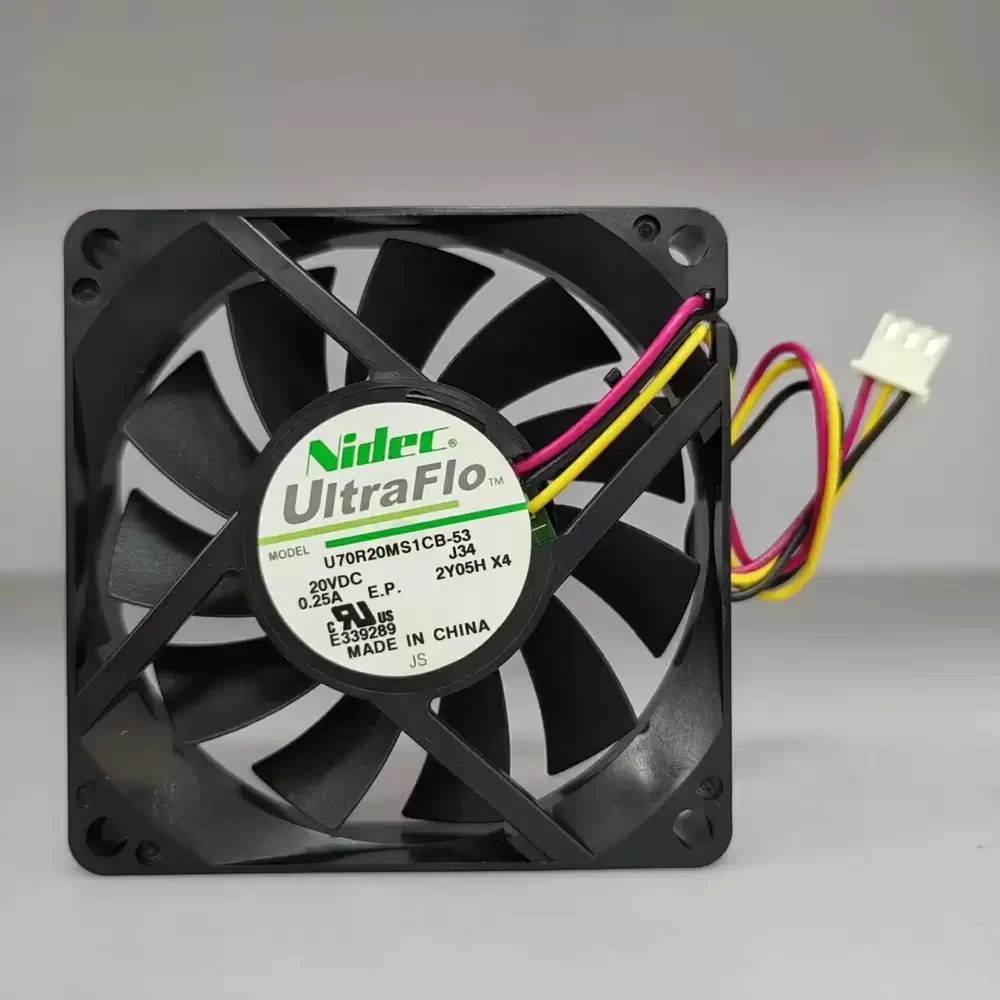 U70R20MS1CB-53 Nidec 20V 70x70x15mm 3-Wire Axial Fan