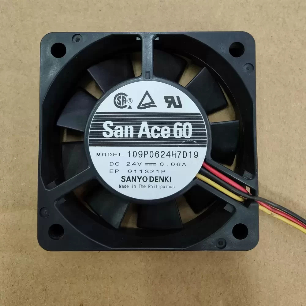 109P0624H7D19 Sanyo Denki 24VDC 0.06A 60x60x15mm Axial Fan