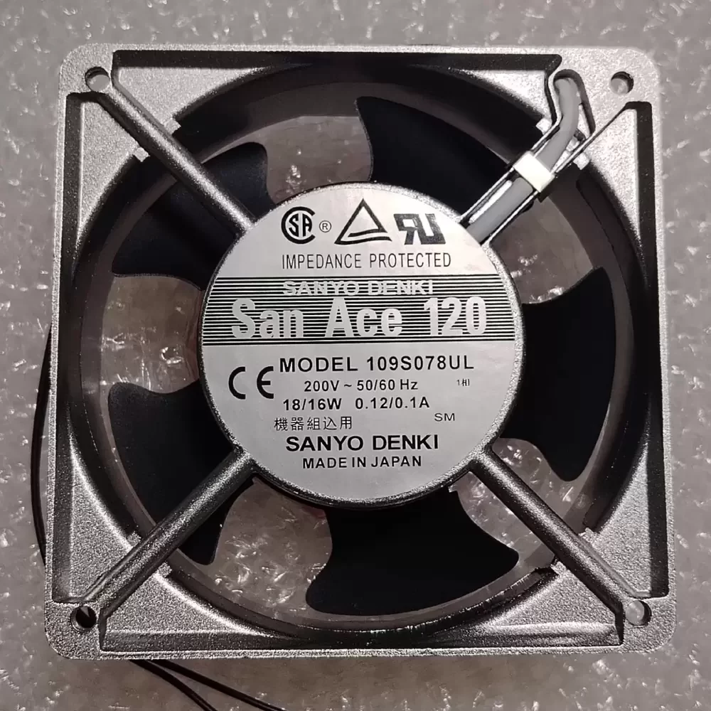 109S078UL Sanyo Denki 200VAC 120x38mm High Temp Axial Fan