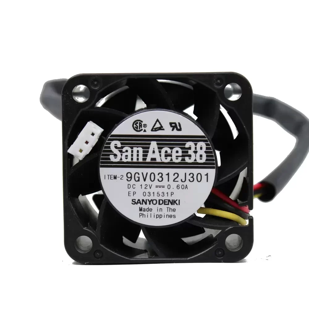 9GV0312J301 Sanyo Denki 12VDC 38x38x28mm Guide Vane Axial Fan