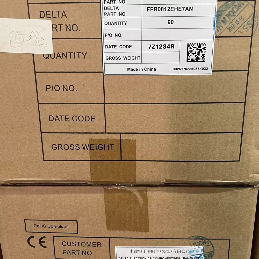 FFB0812EHE-7AN Delta 12VDC 80x80x38mm 3-Wire Axial Fan FFB0812EHE-7AN Delta 12VDC 80x80x38mm 3-Wire Axial Fan