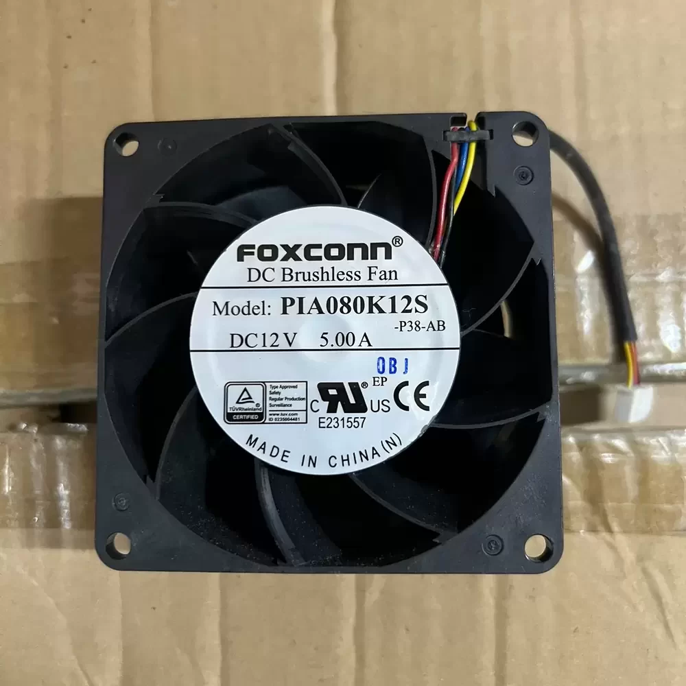 PIA080K12S-P38-AB Foxconn 12VDC 80x80x38mm Axial Fan