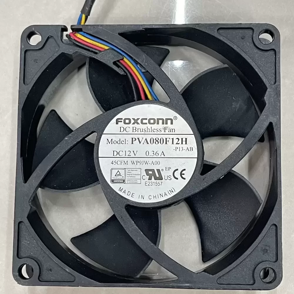 PVA080F12H-P12-AB Foxconn 12VDC 80x80x25mm Axial Fan PVA080F12H-P12-AB Foxconn 12VDC 80x80x25mm Axial Fan
