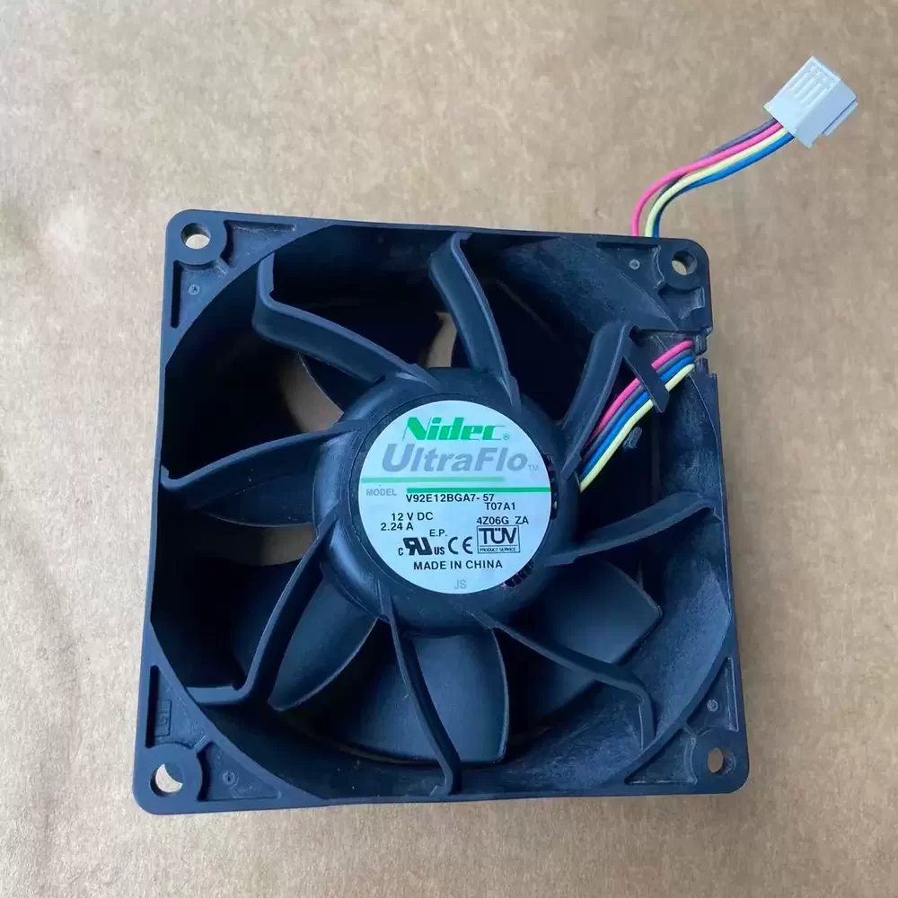 V92E12BGA7-57TT07A1 Nidec 12VDC 2.24A 92x92x38mm Axial Fan V92E12BGA7-57TT07A1 Nidec 12VDC 2.24A 92x92x38mm Axial Fan