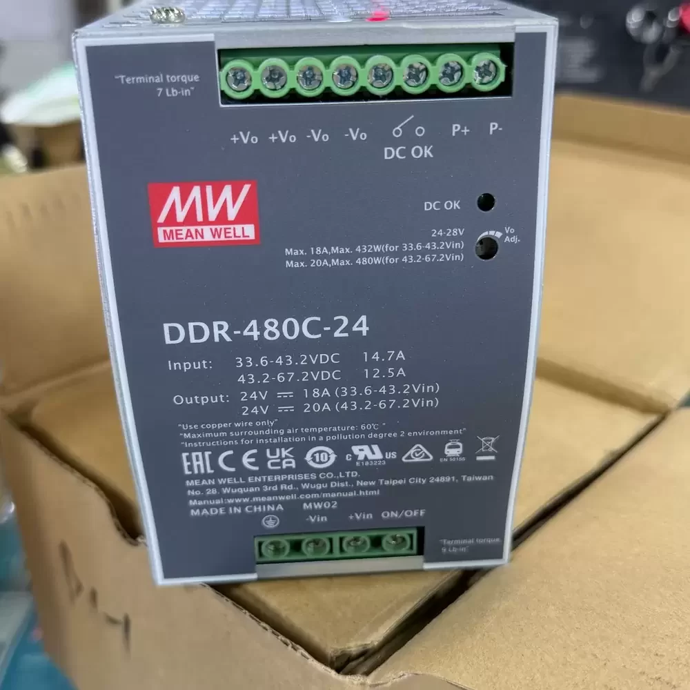 DDR-480C-24 Mean Well 480W 24VDC 20A DIN Rail DC-DC Converter