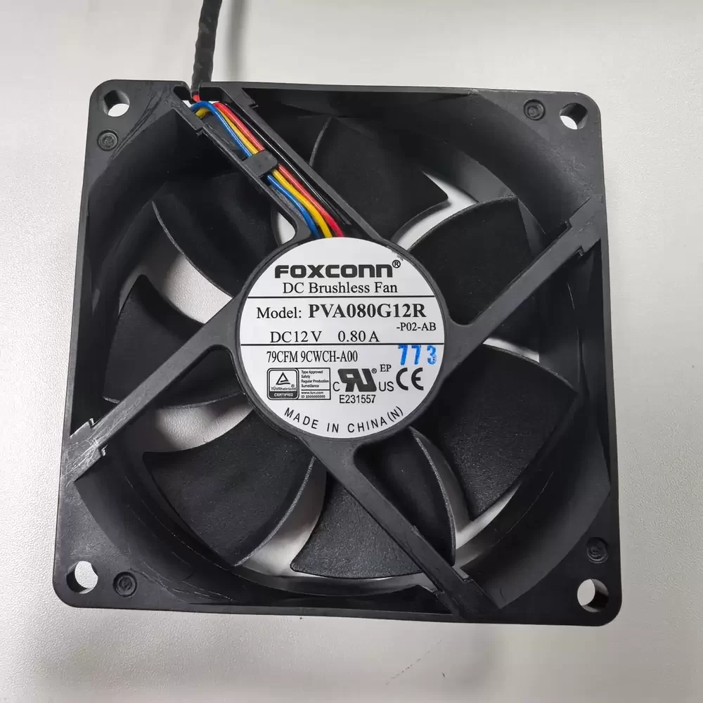 PVA080G12R-P02-AB Foxconn 12VDC 0.80A 80x80x25mm Axial Fan PVA080G12R-P02-AB Foxconn 12VDC 0.80A 80x80x25mm Axial Fan