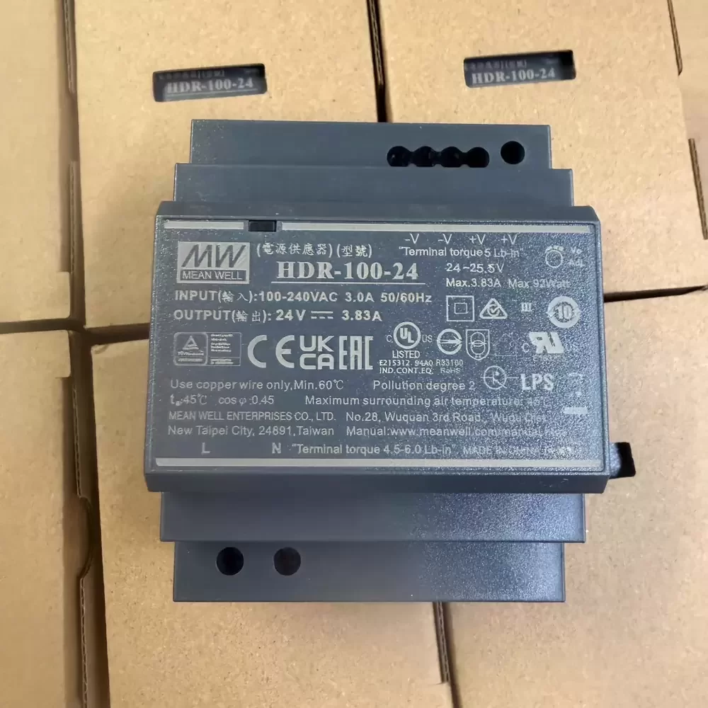 HDR-100-24 MEAN WELL 24VDC 92W DIN Rail Power Supply
